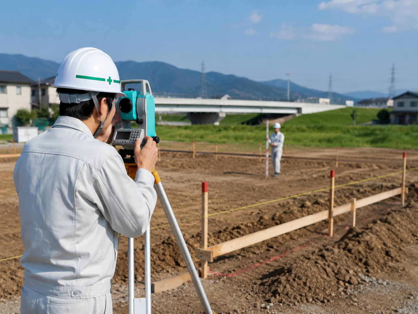 工事を正しい位置で進めるために、現場の基準となる情報を確認します